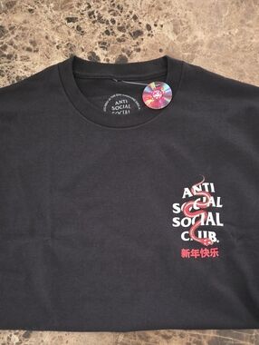 Anti Social Social Club Black Tee with Red Snake Graphic NwT Large